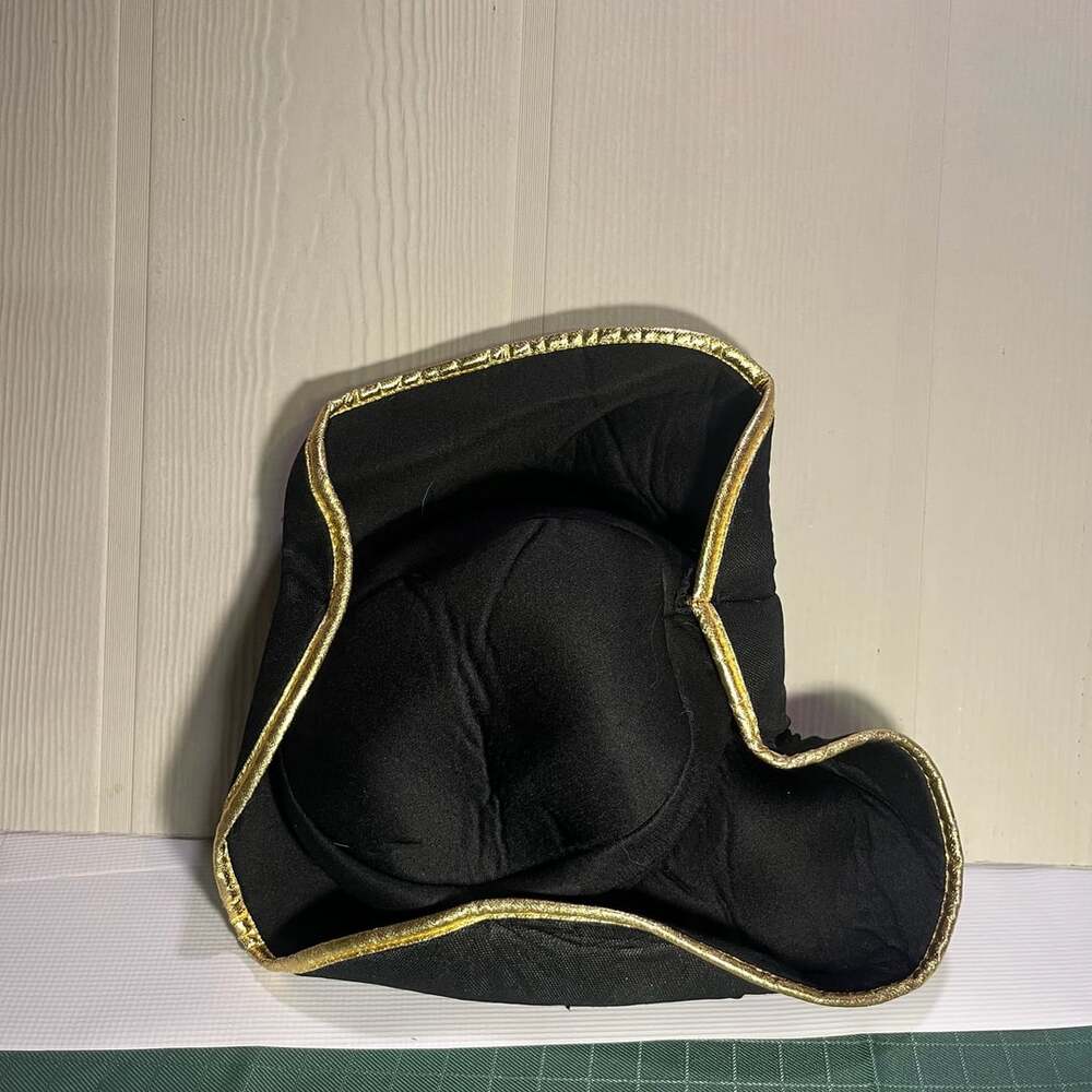 Costume Accessory Pirate Tricorn Hat Black Gold Trim